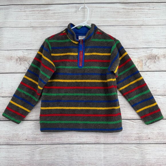 Hanna Andersson‎ Striped Fuzzy Fleece 1/4 Zip Jacket Youth Size 140/US 10 Gray - Picture 1 of 13